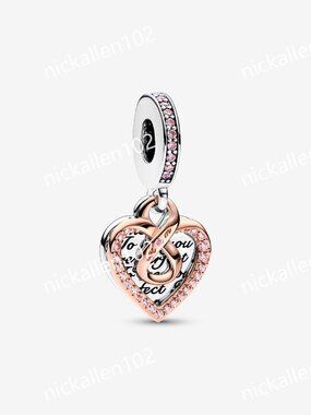Pandora Two-tone Infinity Heart Double Dangle Charm